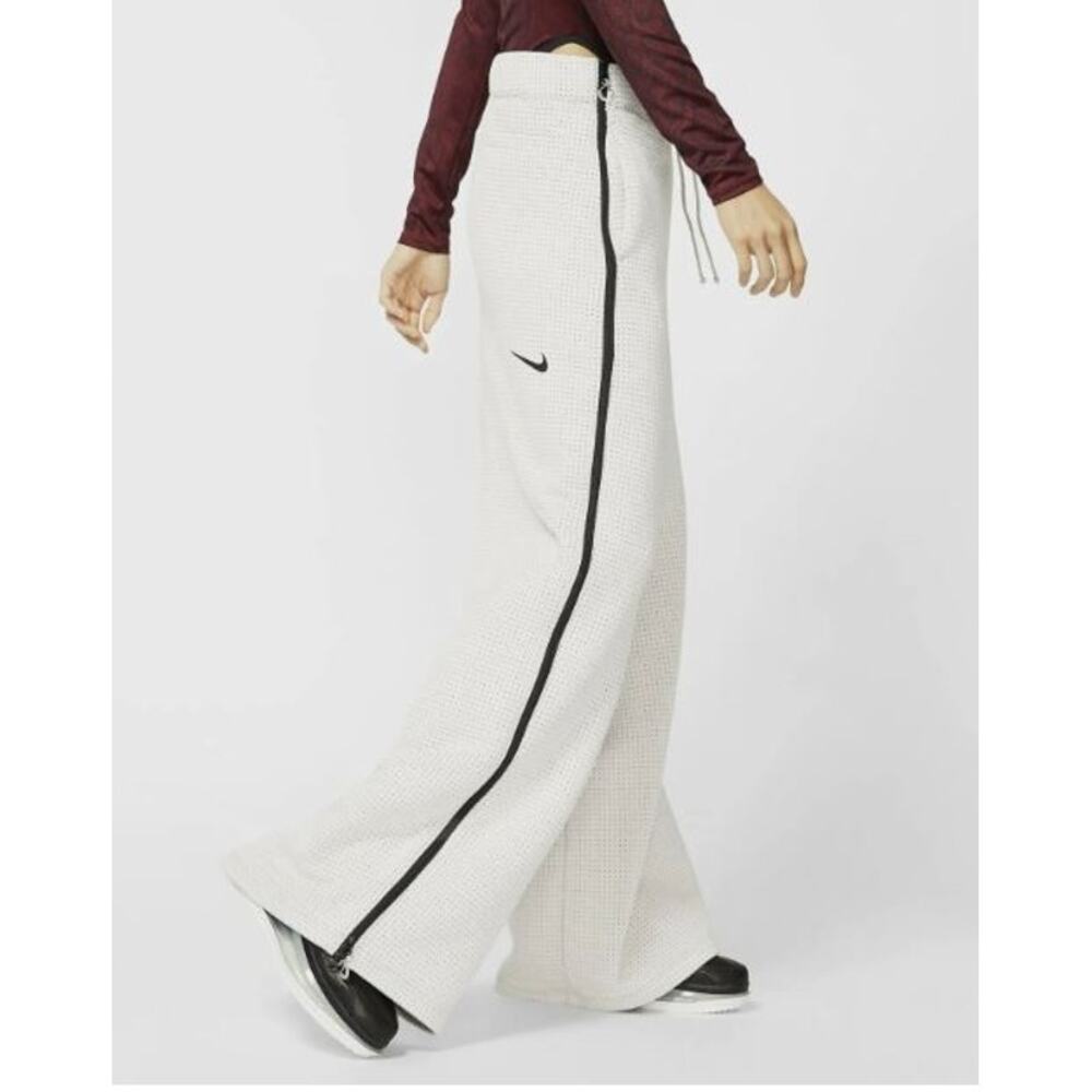 Nike City Women’s S Long Ready Light Bone/Black Wide Leg Fleece‎ Pants - Picture 4 of 14